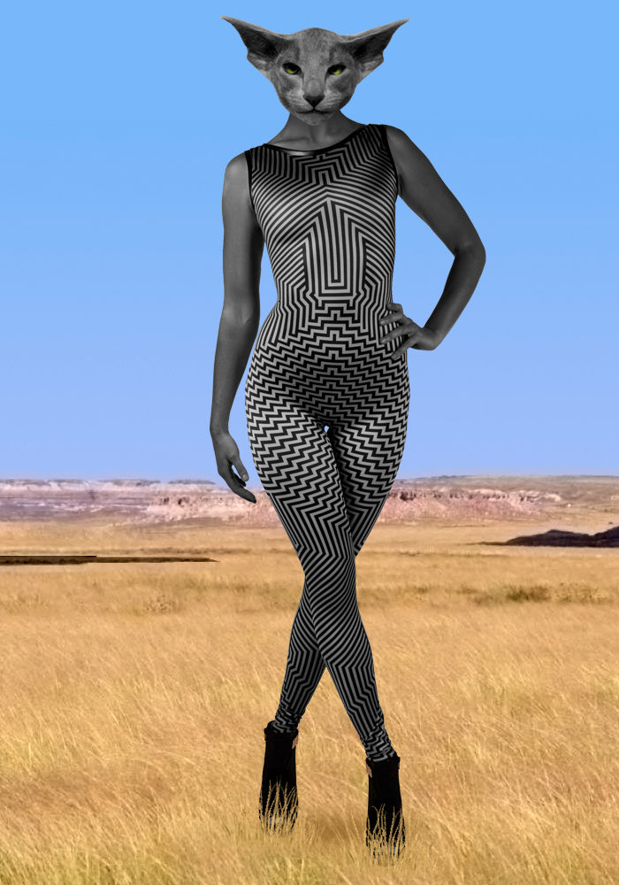 Scintillate psychdelic geometric catsuit by TAPT
