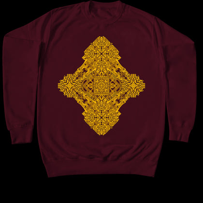 Geometric Optical Illusion Abstract Psychedelic artwork printed on an organic cotton Sweatshirt by Alternative Cult clothing brand TAPT. Customise the colour of the garment and the TAPT design. 