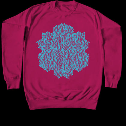 Geometric Optical Illusion Abstract Psychedelic artwork printed on an organic cotton Childs Sweatshirt by Alternative Cult clothing brand TAPT. Customise the colour of the garment and the TAPT design. 