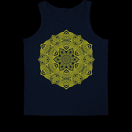 Geometric Optical Illusion Abstract Psychedelic artwork printed on an organic cotton Vests by Alternative Cult clothing brand TAPT. Customise the colour of the garment and the TAPT design. 