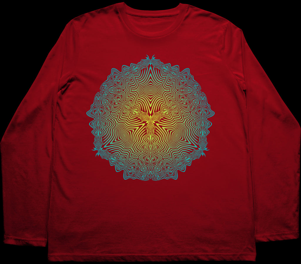 Optopuss Fade Toxic Teal Long Sleeve T-Shirt Red