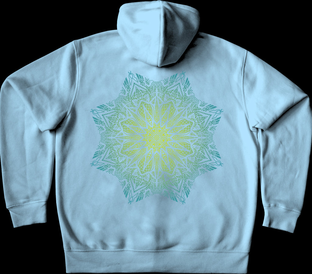 Bahamut Fade Toxic Teal Pullover Hoodie Sky Blue